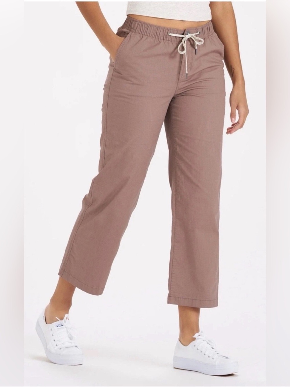 VUORI Women's Ripstop Wide Leg Crop Pants Organic Cotton Outdoor Hiking